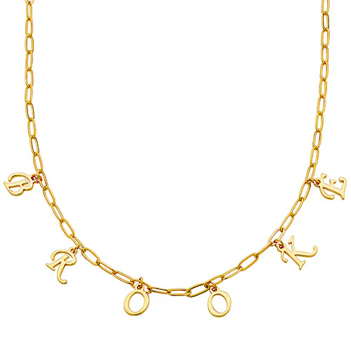Dangling Script Name Paperclip Chain Necklace - Image 4