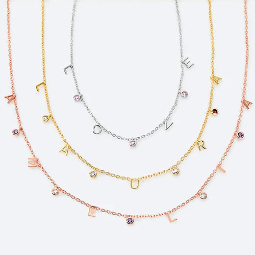 Dainty Name with Birthstones Choker Necklace
