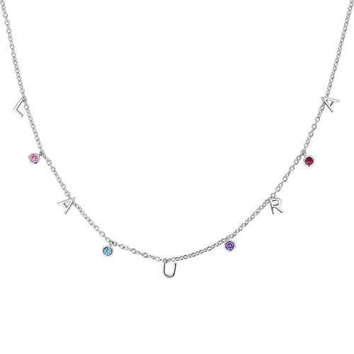 Dainty Name with Birthstones Choker Necklace - Image 2
