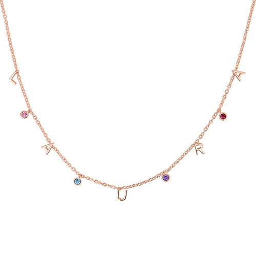 Dainty Name with Birthstones Choker Necklace - Image 6