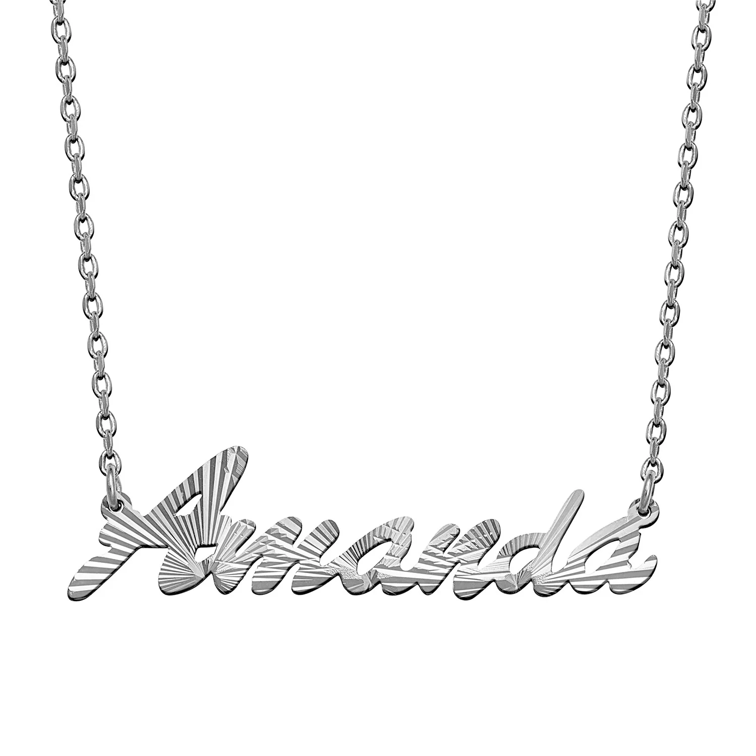 Diamond Cut Script Name Necklace