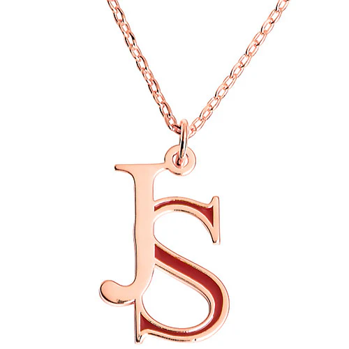 Double Initial with Enamel Necklace - Image 4