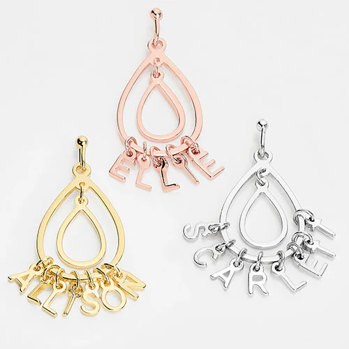 Double Teardrop Dainty Name Drop Earrings