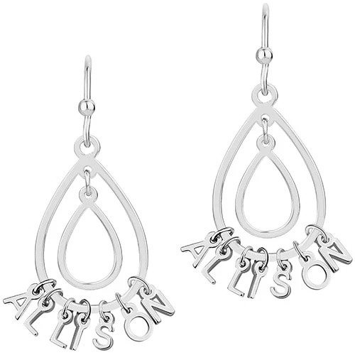 Double Teardrop Dainty Name Drop Earrings - Image 2