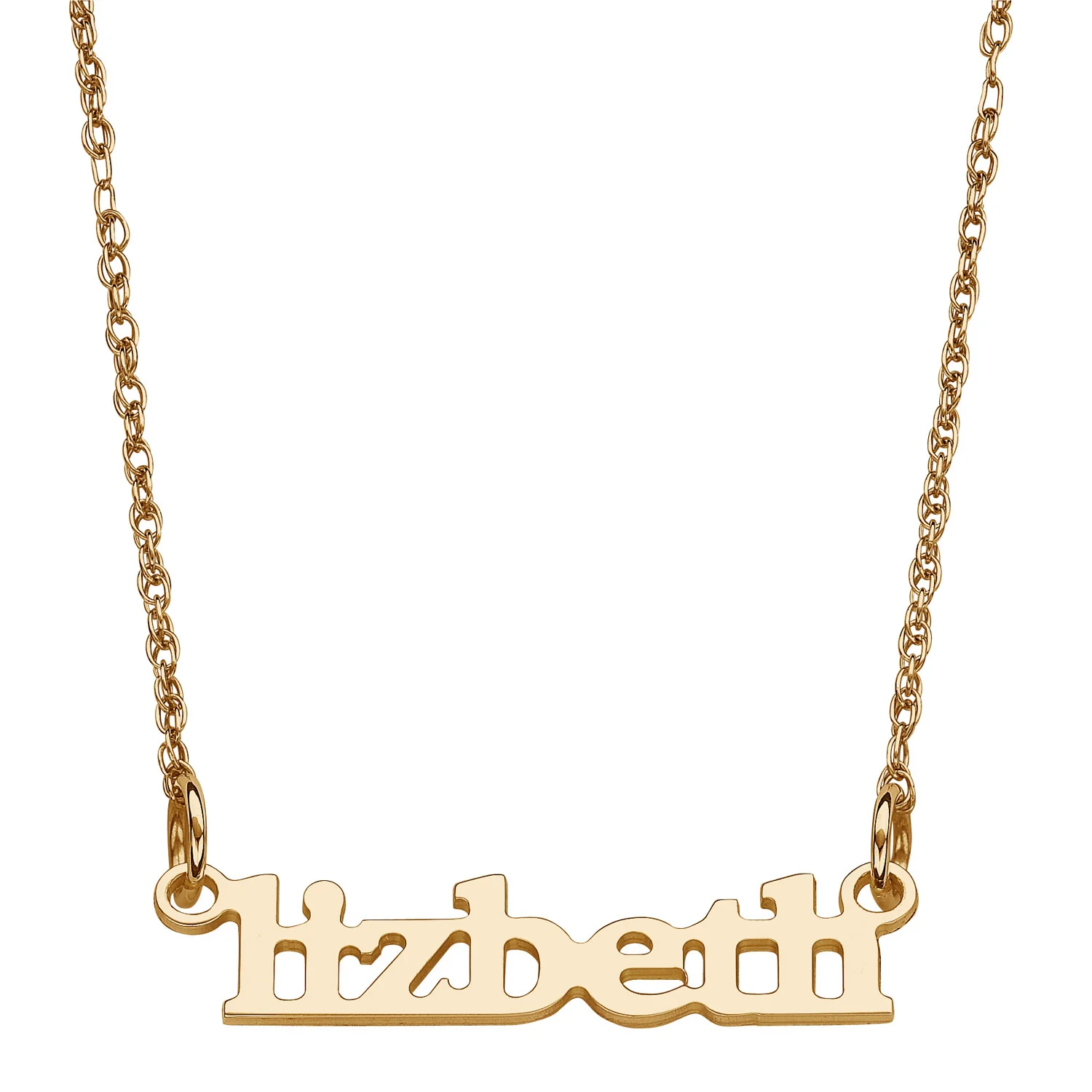 ELIZABETH EDMONDS 14K Gold over Sterling Print Name Necklace