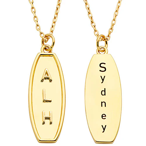 Embossed Initials with Engraving Tag Necklace - Image 4