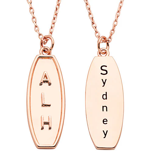 Embossed Initials with Engraving Tag Necklace - Image 6