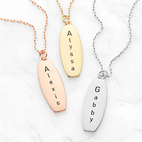 Embossed Initials with Engraving Tag Necklace - Image 9