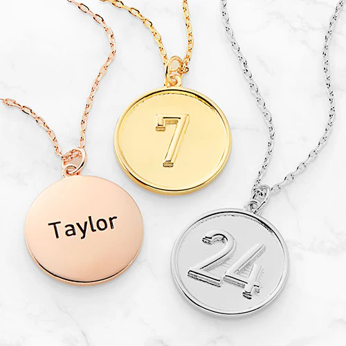 Embossed Numbers with Engraving Disc Necklace - Image 8