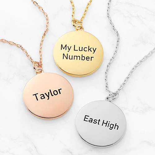 Embossed Numbers with Engraving Disc Necklace - Image 9
