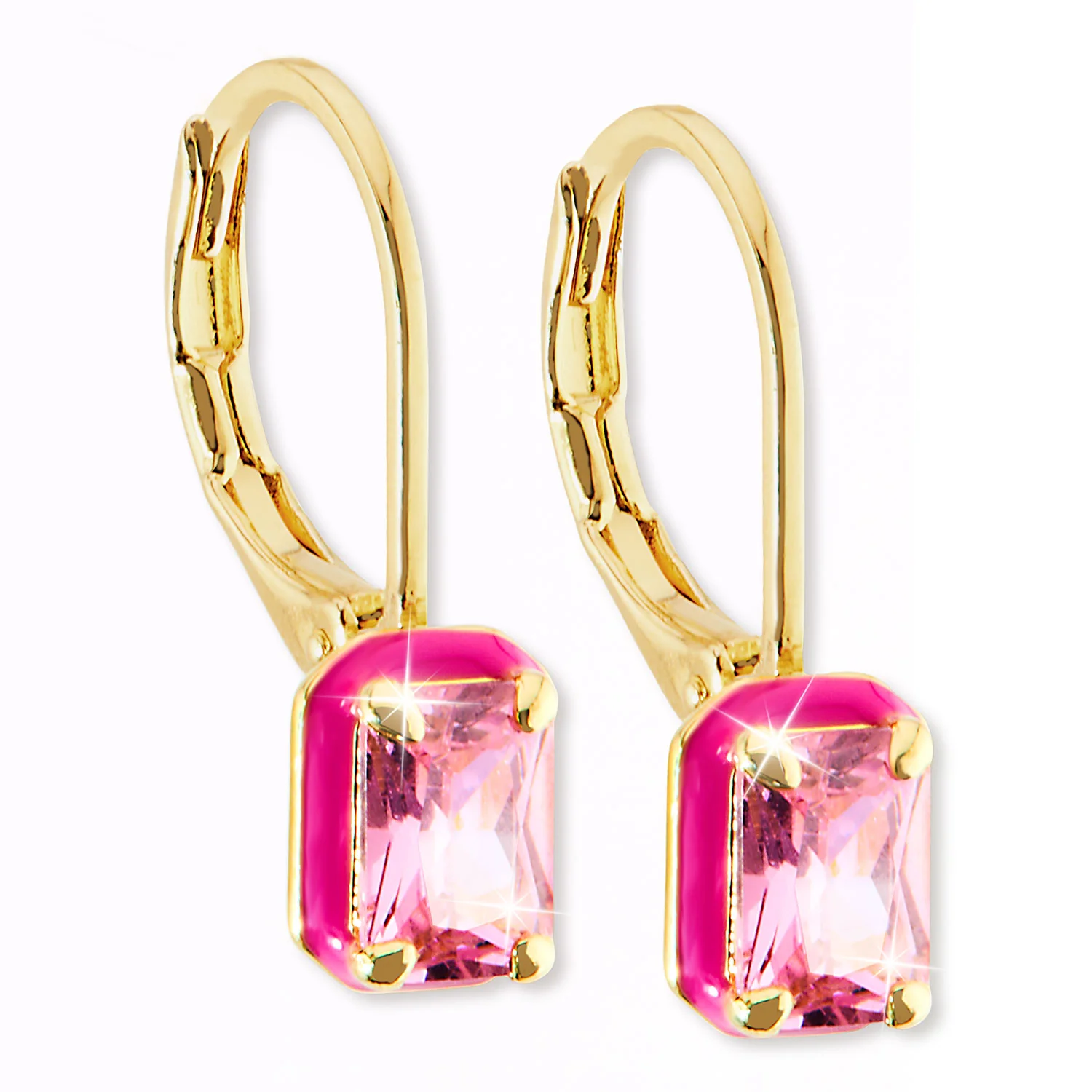 Emerald Cut Birthstone and Enamel Earring - Image 3