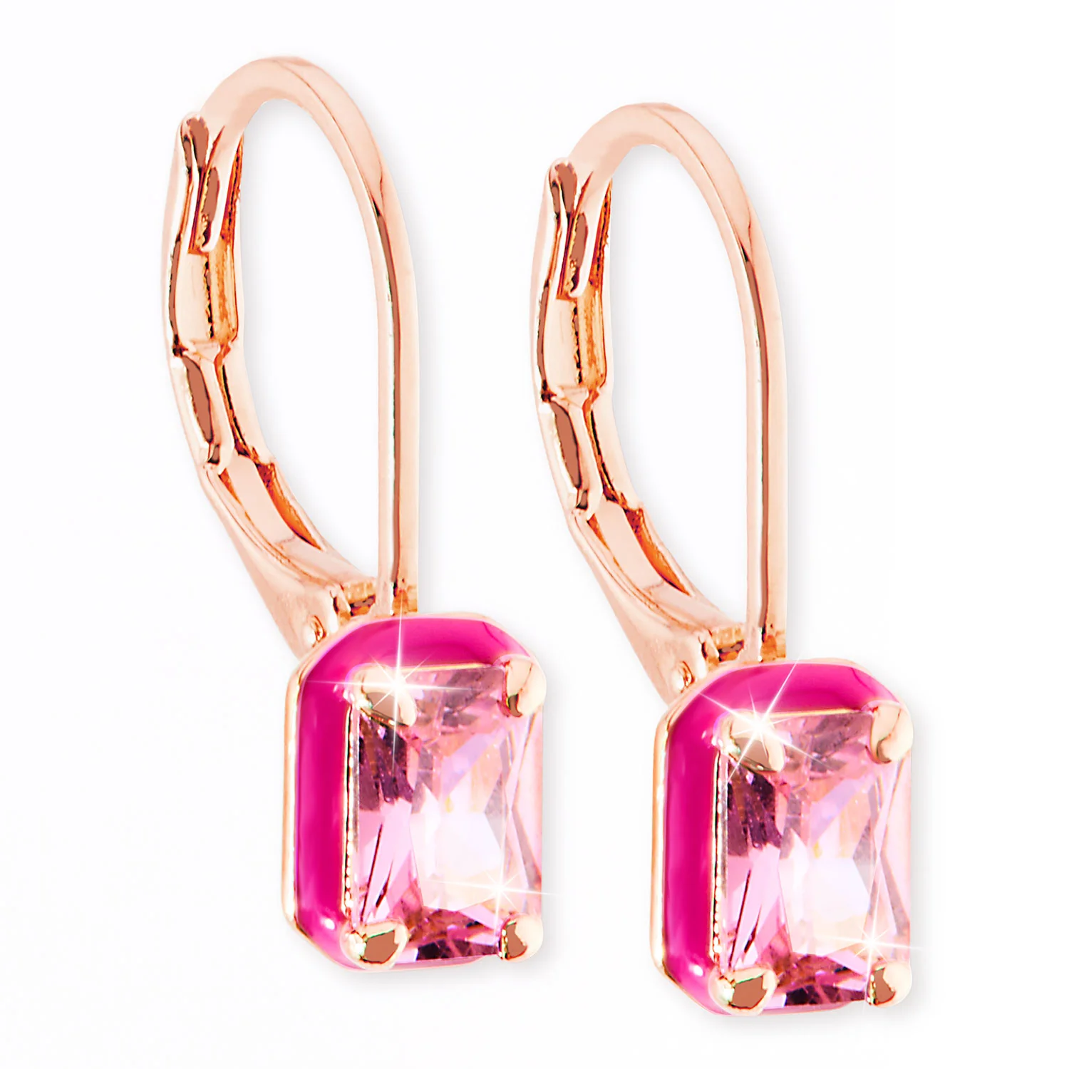 Emerald Cut Birthstone and Enamel Earring - Image 4
