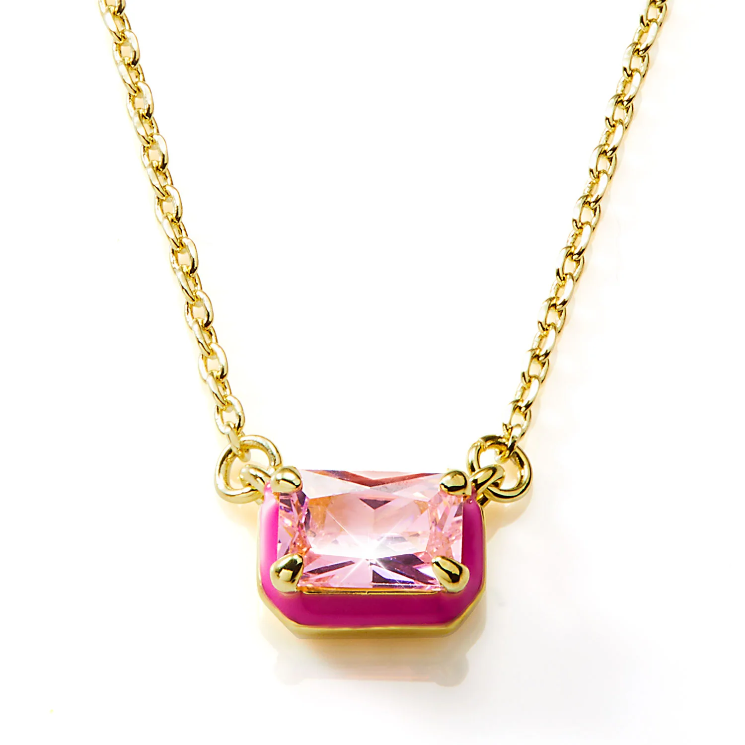 Emerald Cut Birthstone and Enamel Necklace - Image 3