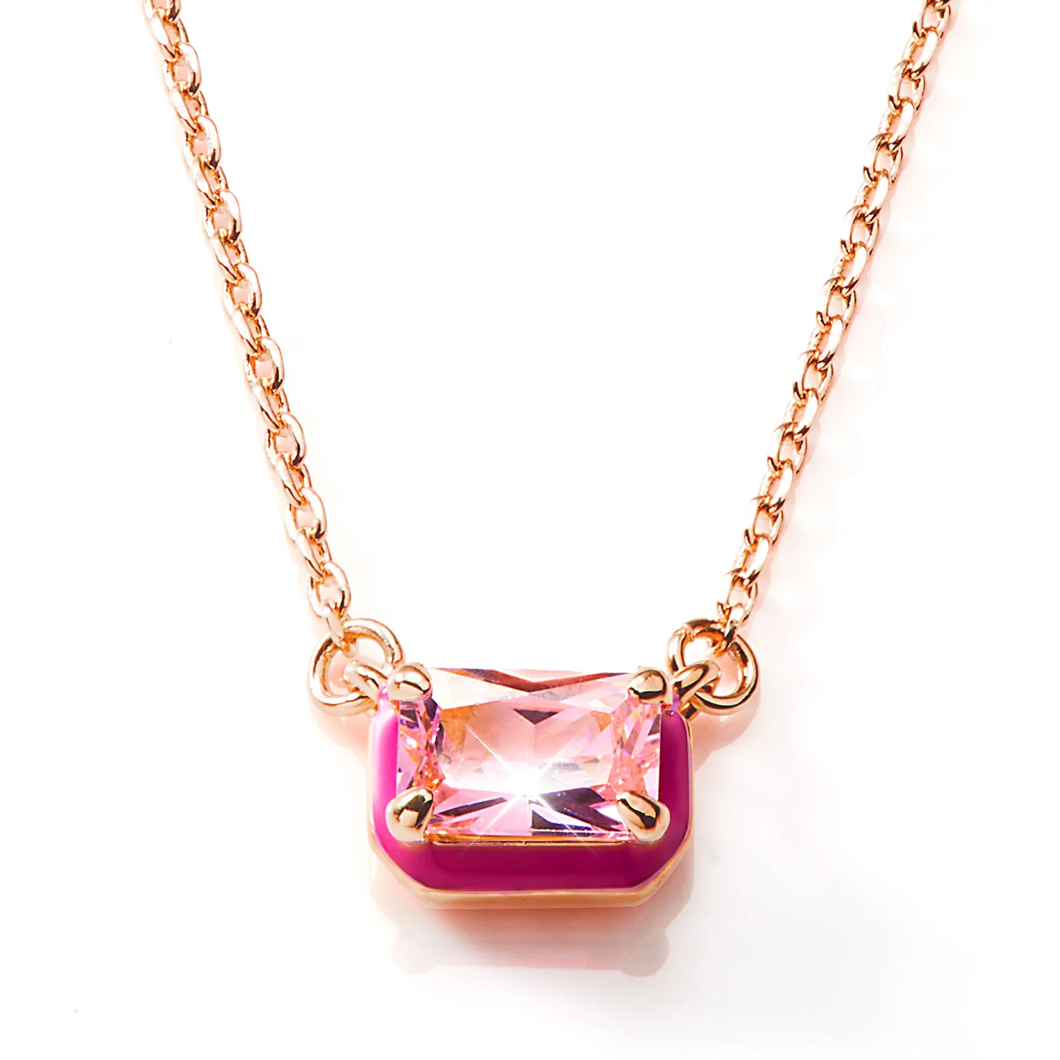 Emerald Cut Birthstone and Enamel Necklace - Image 5