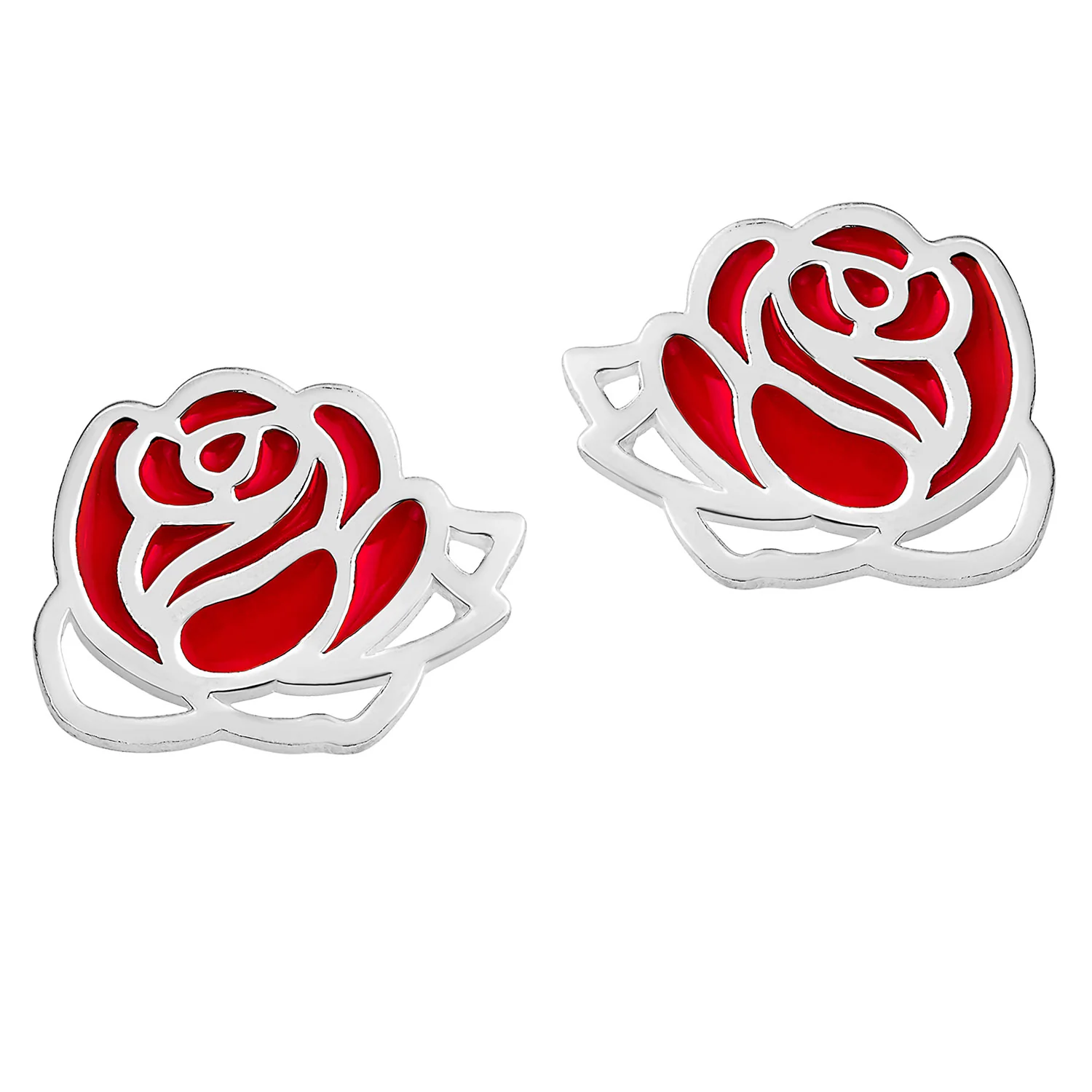 Enamel Birthmonth Flower Button Stud Earrings - Image 2