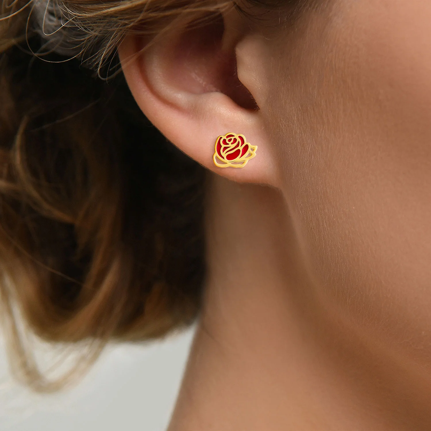 Enamel Birthmonth Flower Button Stud Earrings - Image 3