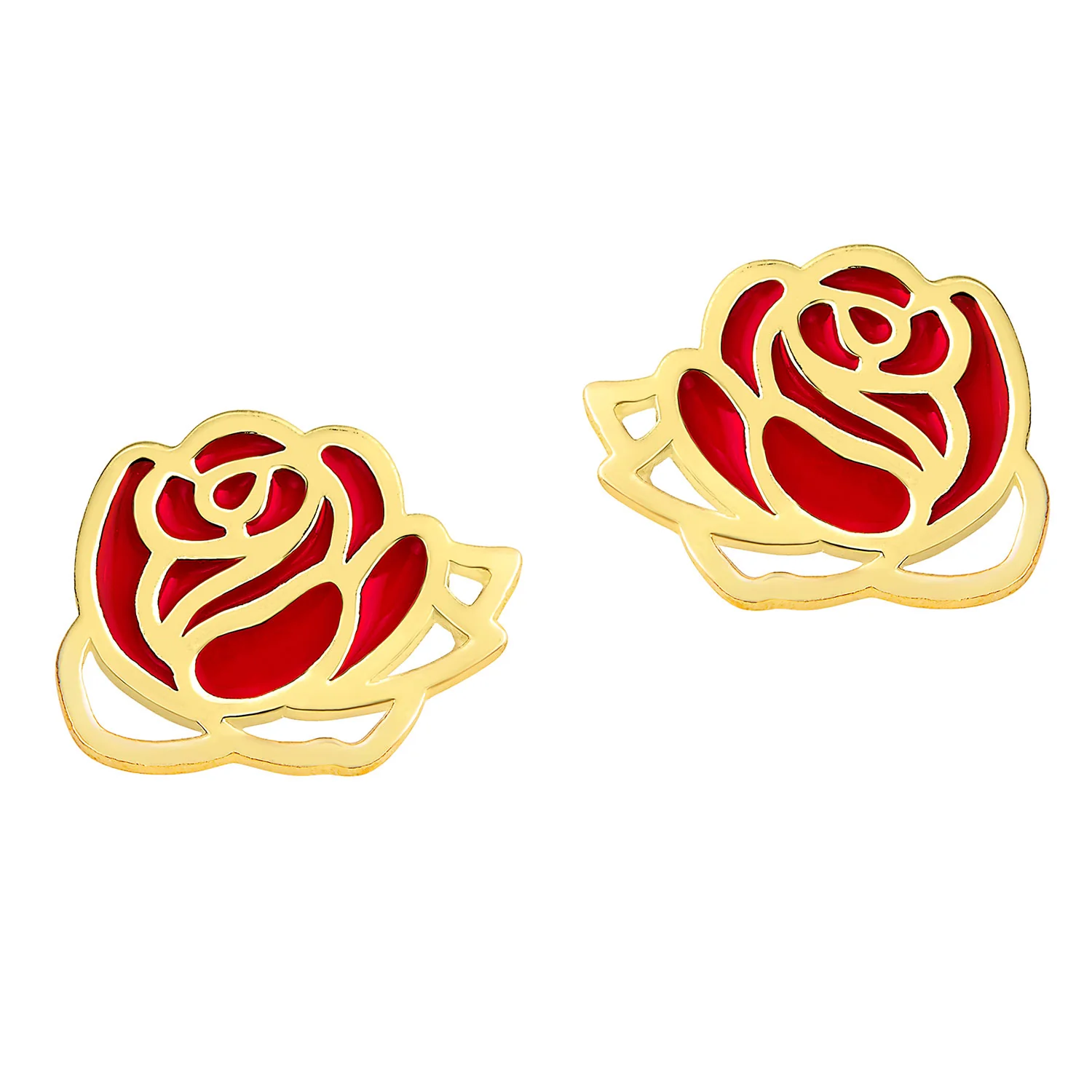 Enamel Birthmonth Flower Button Stud Earrings - Image 4