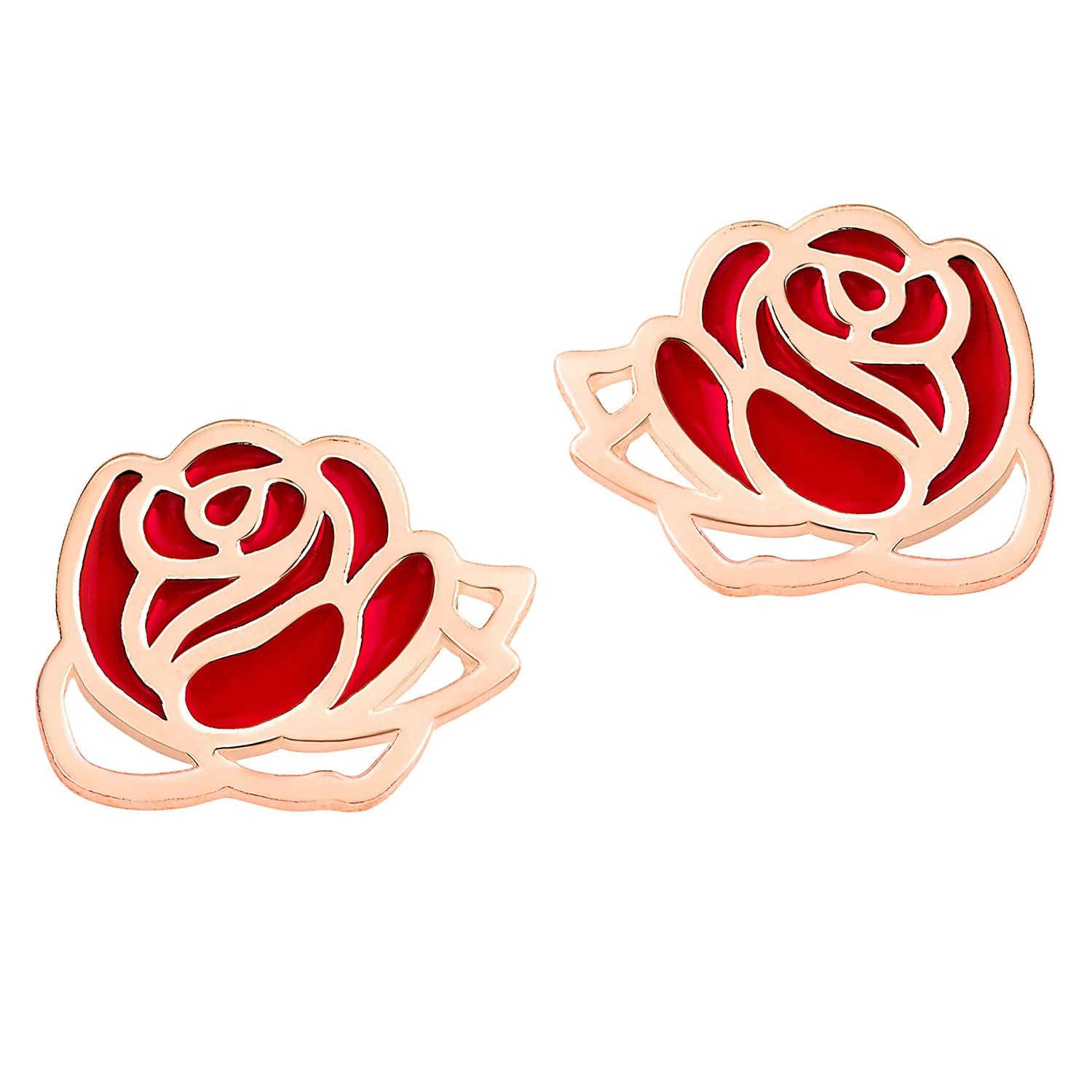Enamel Birthmonth Flower Button Stud Earrings - Image 5
