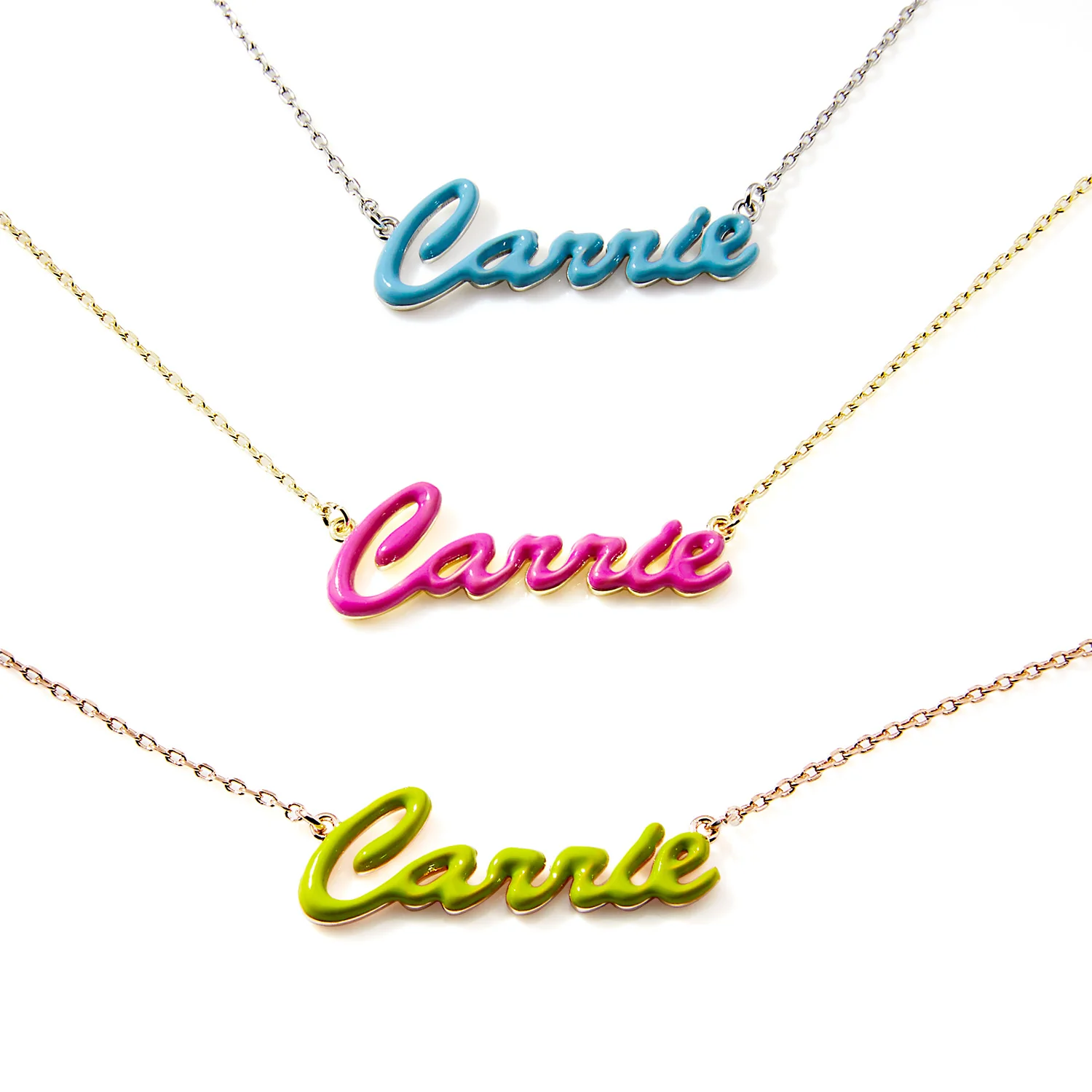 Enamel Hollywood Script Balloon Letters Name Necklace