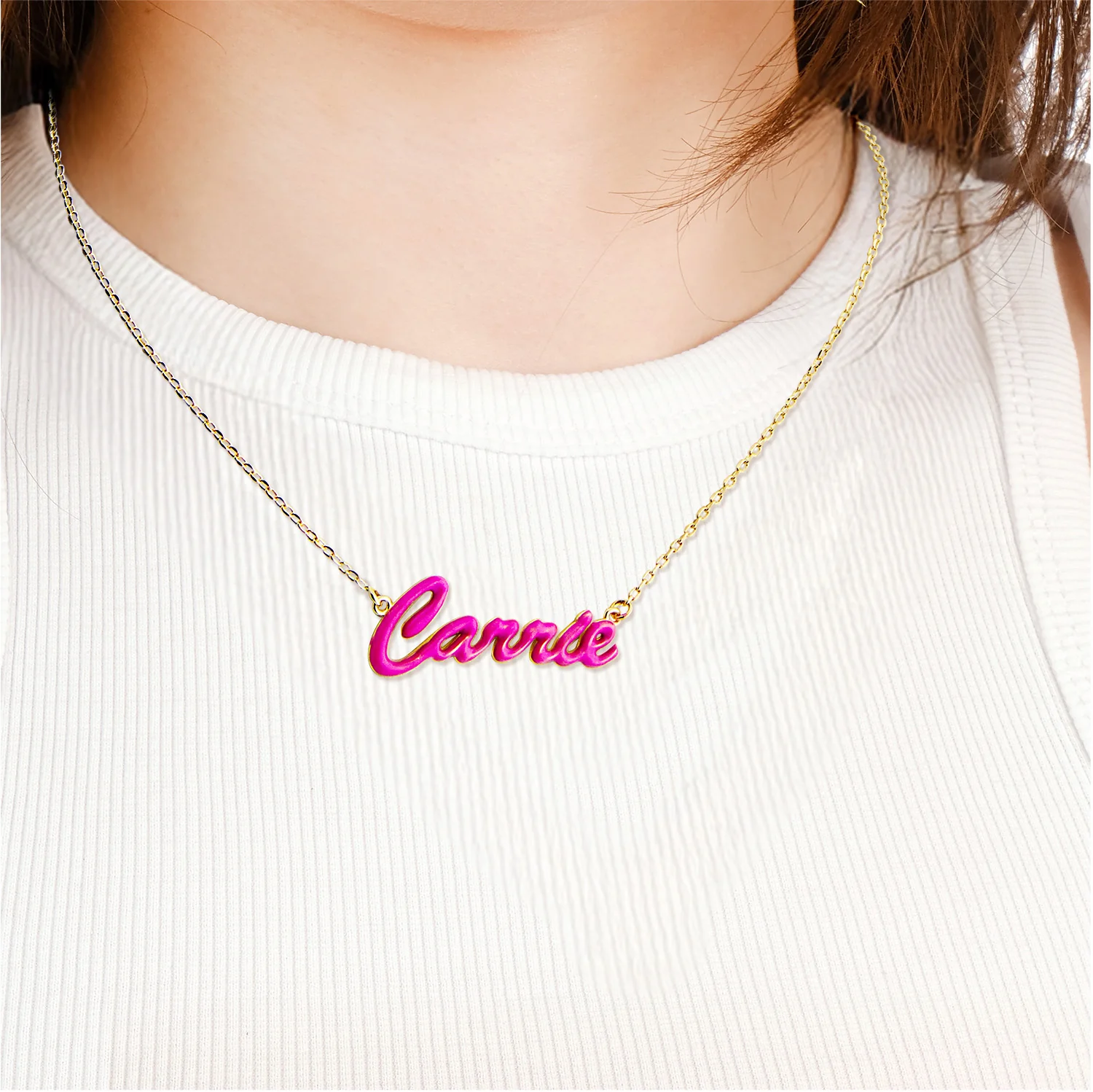 Enamel Hollywood Script Balloon Letters Name Necklace - Image 2