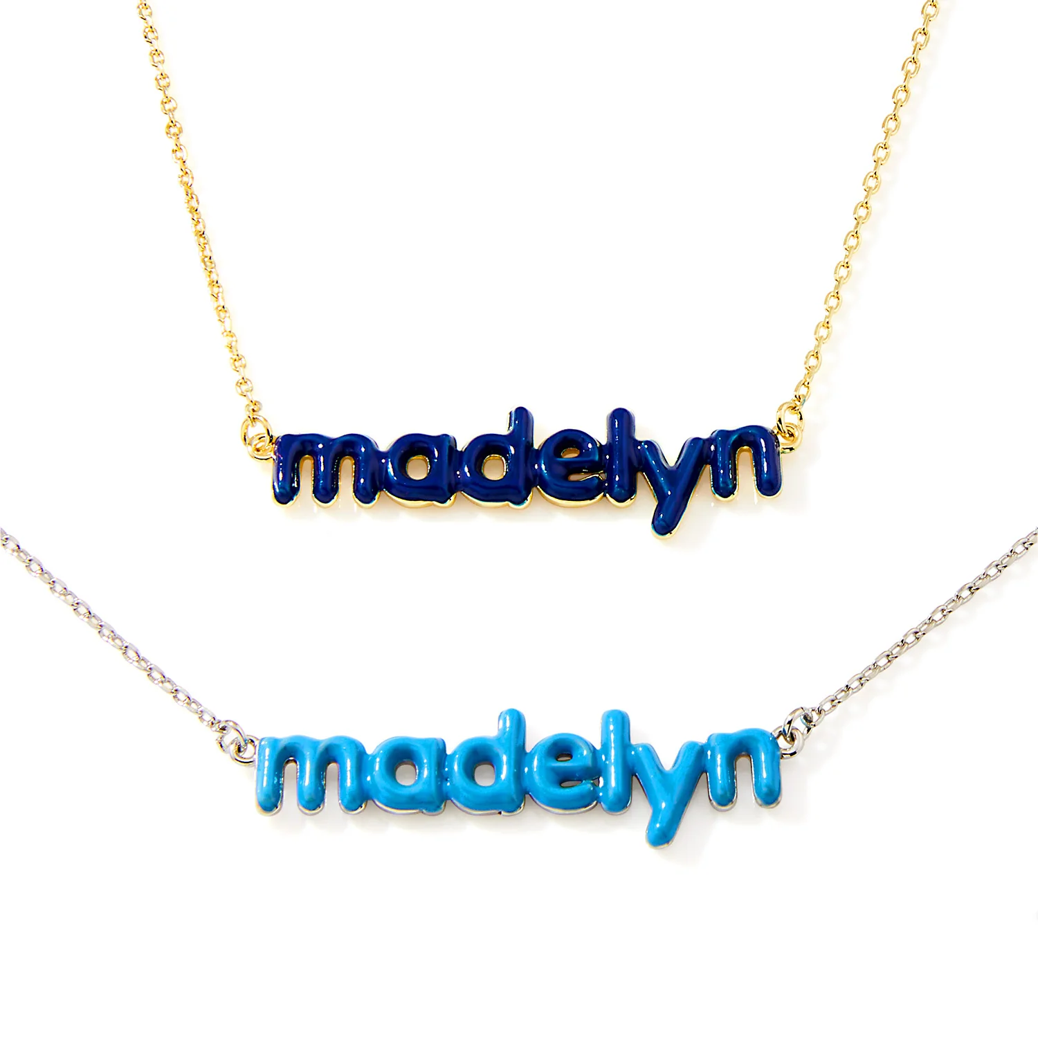 Enamel Lowercase Balloon Letters Name Necklace