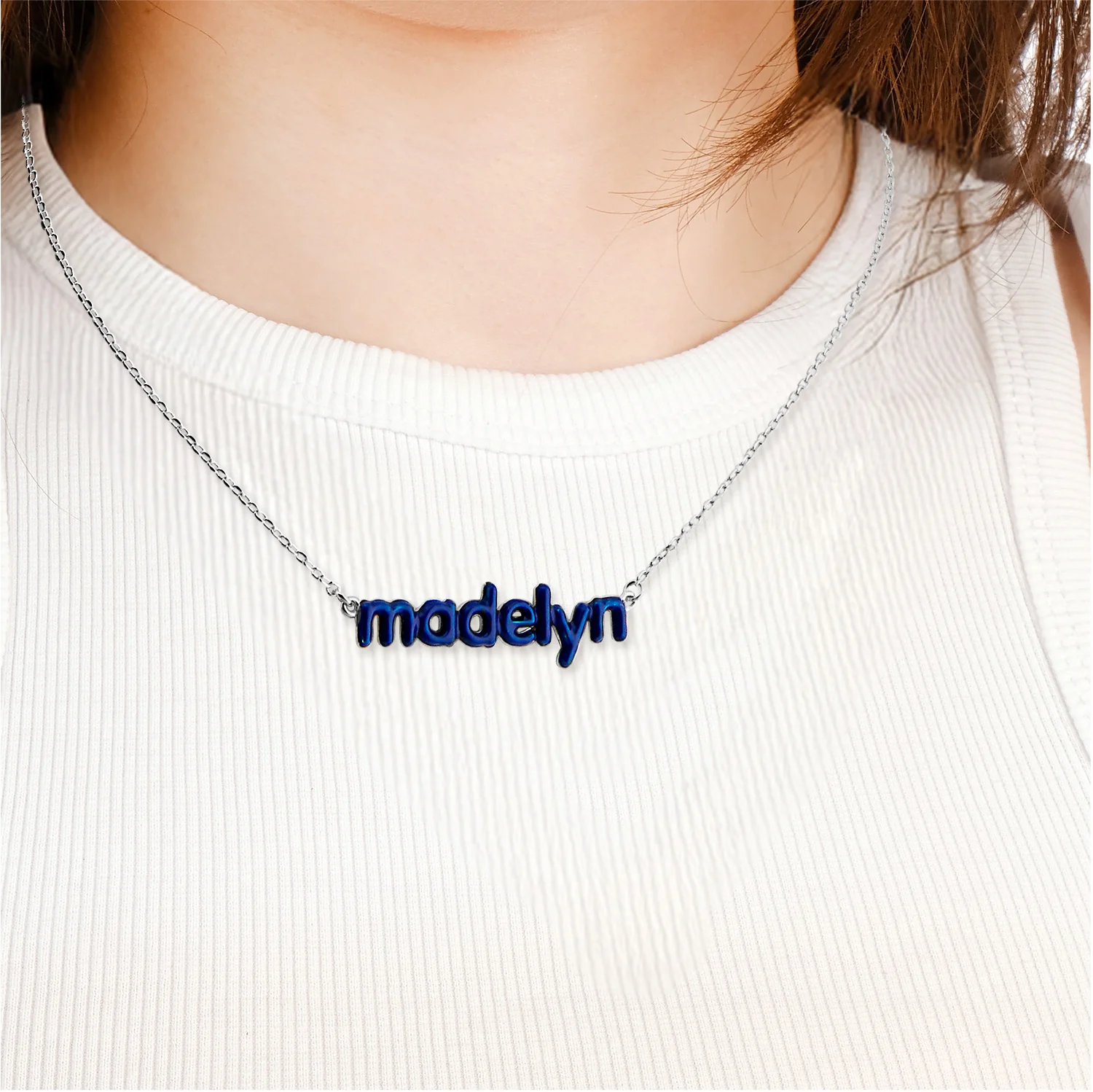 Enamel Lowercase Balloon Letters Name Necklace - Image 2