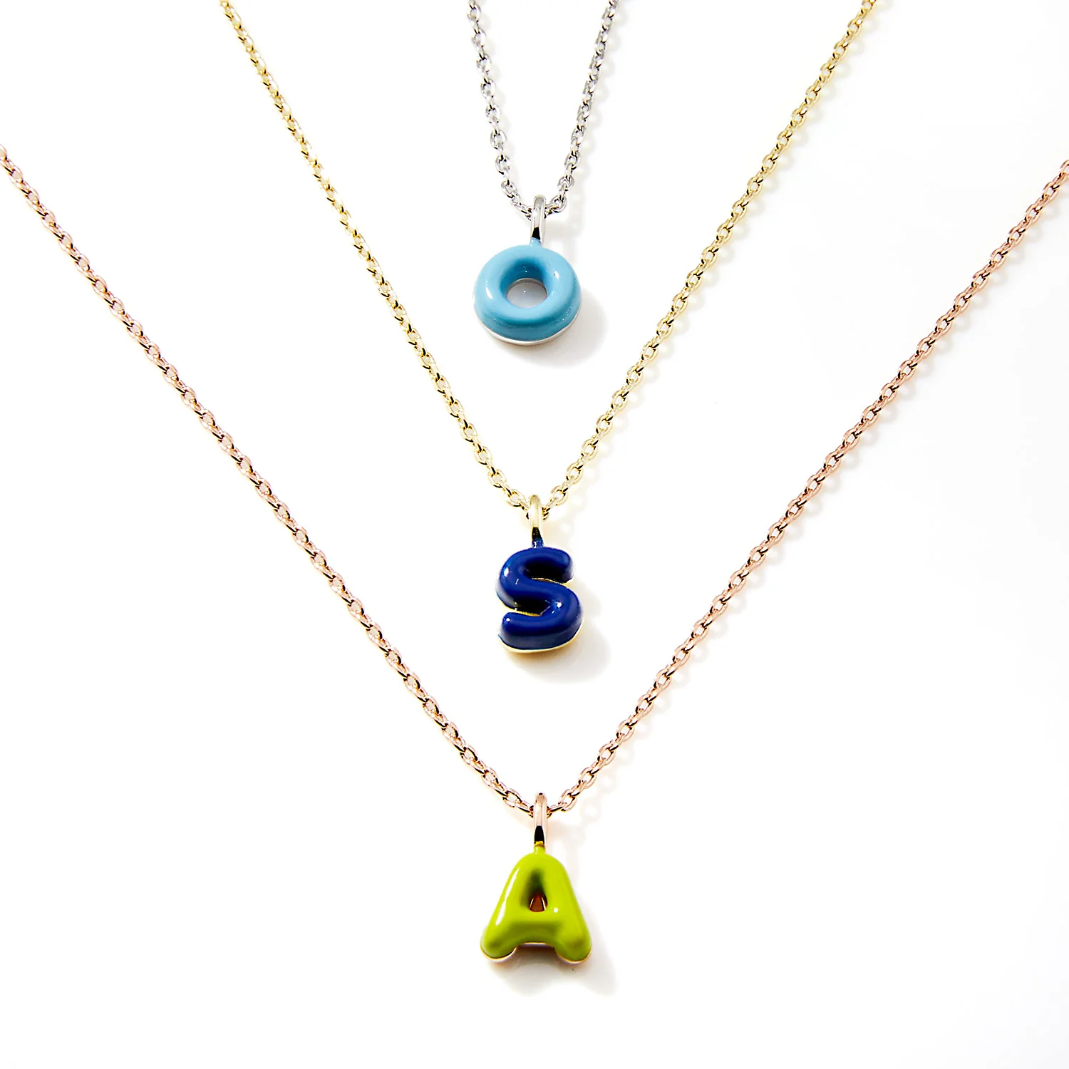 Enamel Mini Uppercase Balloon Initial Necklace