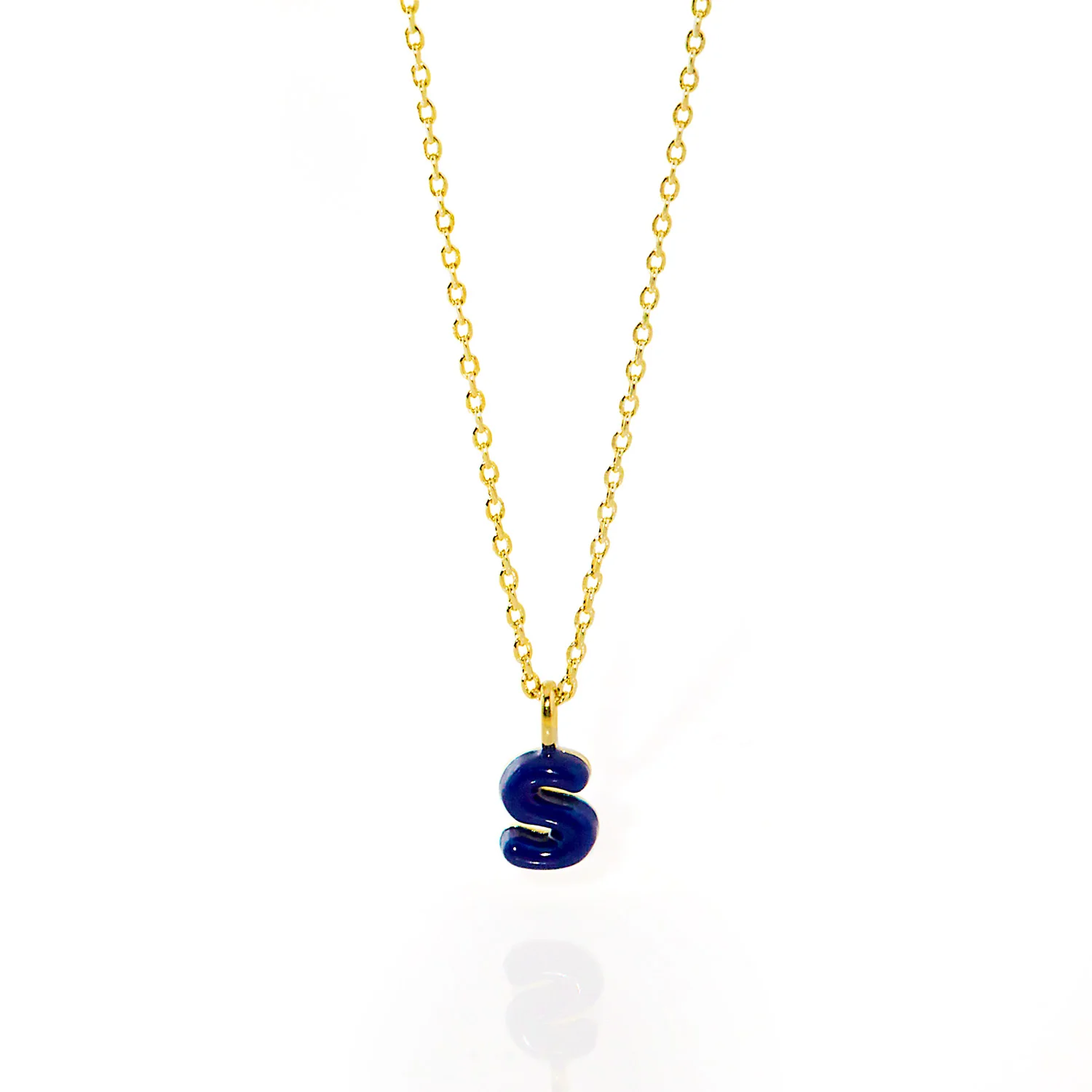 Enamel Mini Uppercase Balloon Initial Necklace - Image 3