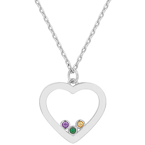Enamel Open Heart with Birthstones Necklace - 1 to 5 stones - Image 5