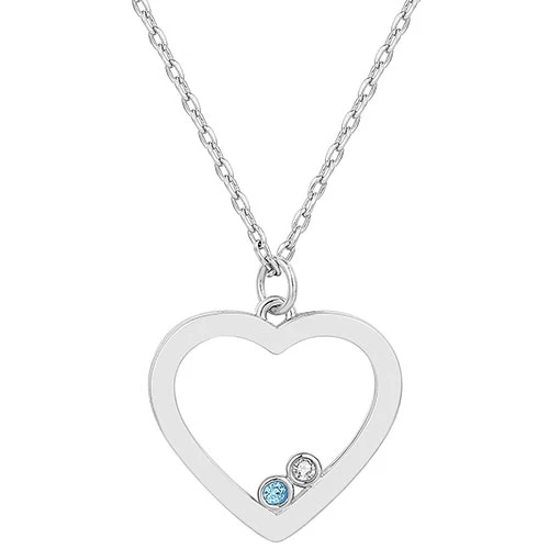 Enamel Open Heart with Birthstones Necklace - 1 to 5 stones - Image 6