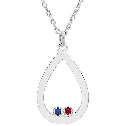 Enamel Open Teardrop with Birthstones Necklace - 1 to 5 stones - Image 6