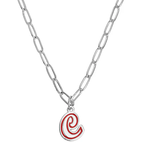 Enamel Outline Script Initial Paperclip Chain Necklace - Image 2