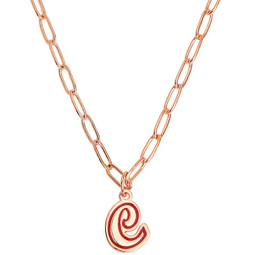 Enamel Outline Script Initial Paperclip Chain Necklace - Image 6