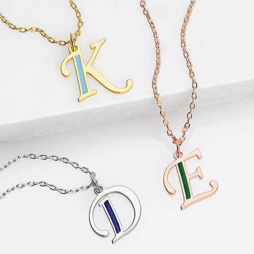 Enamel Script Initial Necklace