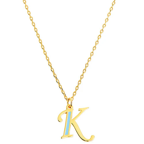 Enamel Script Initial Necklace - Image 4