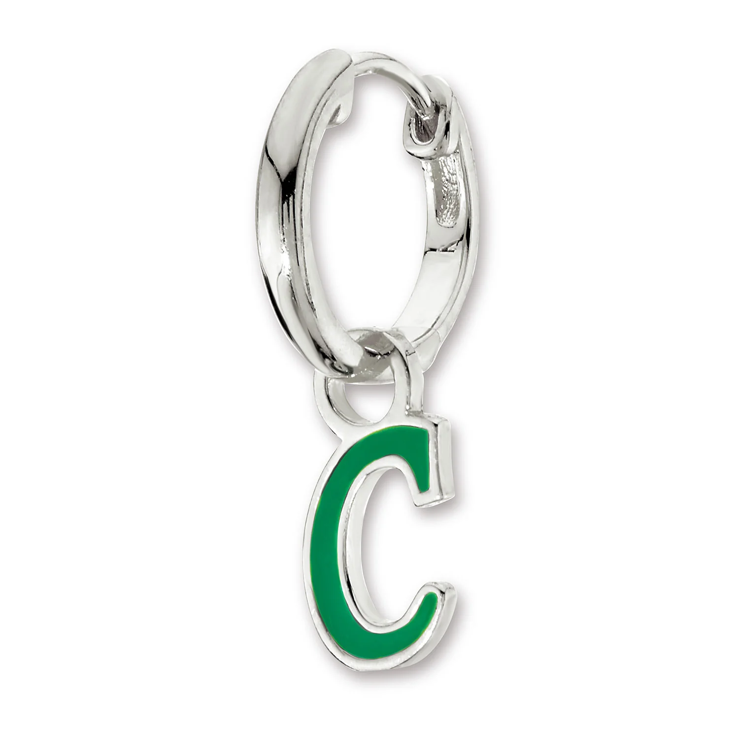 Enamel Uppercase Cursive Initial Huggie Hoop Earrings - Image 2