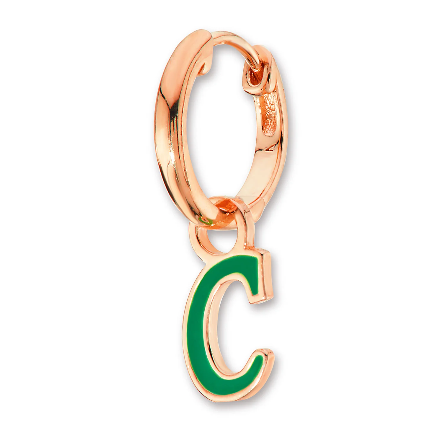 Enamel Uppercase Cursive Initial Huggie Hoop Earrings - Image 6