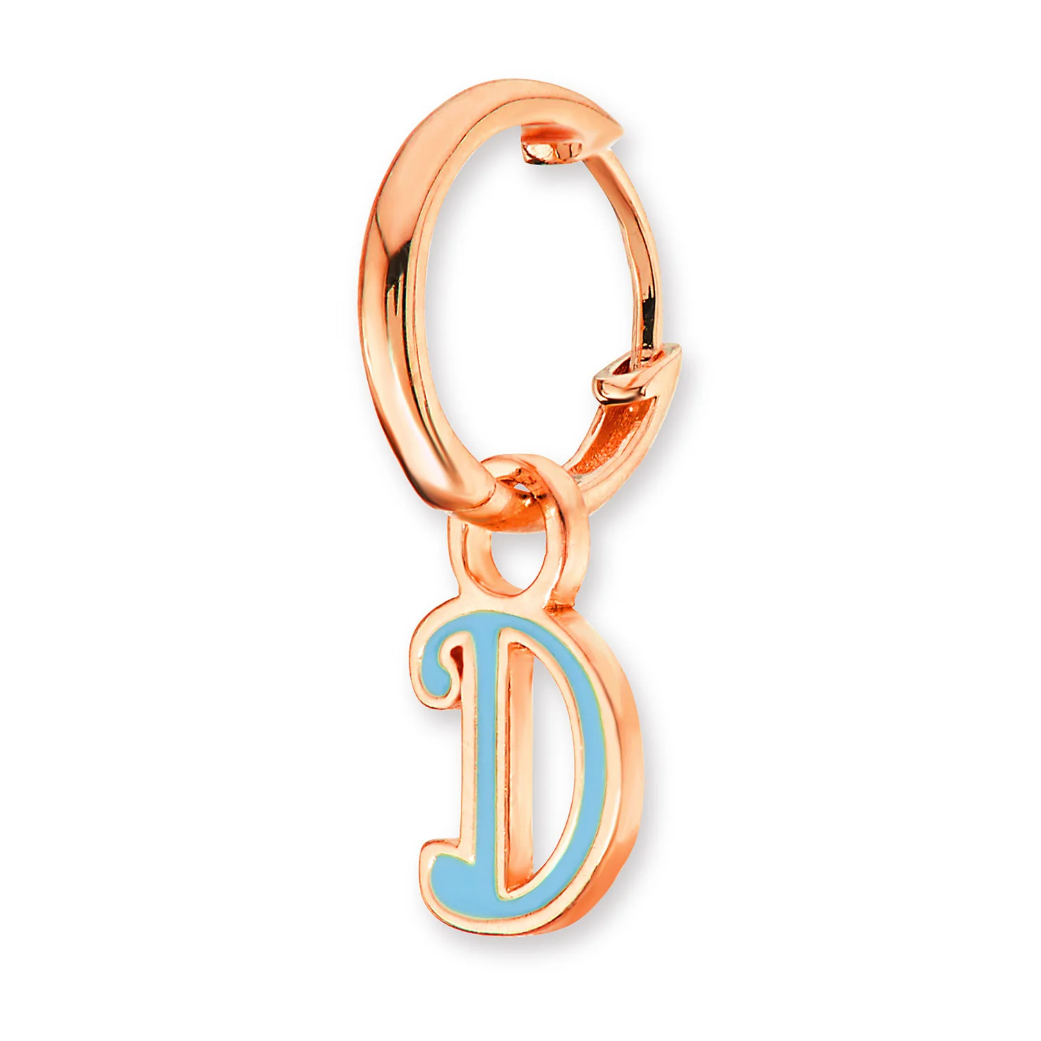Enamel Uppercase Initial Huggie Hoop Earrings - Image 6