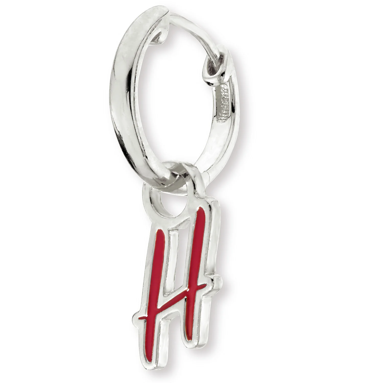 Enamel Uppercase Script Initial Huggie Hoop Earrings - Image 2