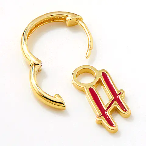 Enamel Uppercase Script Initial Huggie Hoop Earrings - Image 3