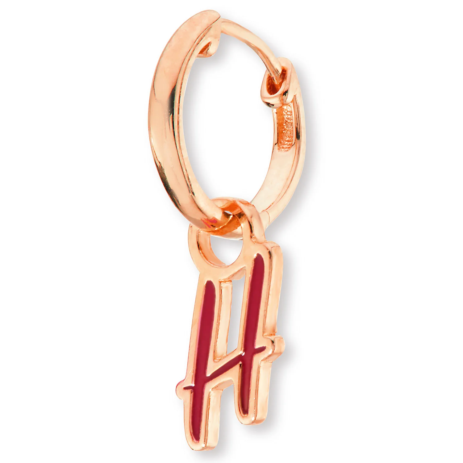 Enamel Uppercase Script Initial Huggie Hoop Earrings - Image 7