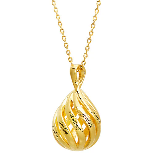Engraved 3-D Teardrop Pendant Necklace - Image 4