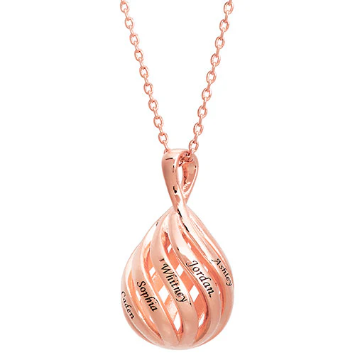 Engraved 3-D Teardrop Pendant Necklace - Image 6