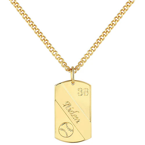 Engraved Banner Baseball Dog Tag 20 Necklace - Image 3