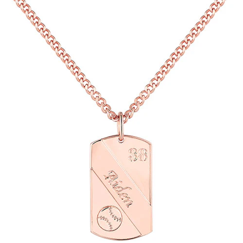 Engraved Banner Baseball Dog Tag 20 Necklace - Image 4