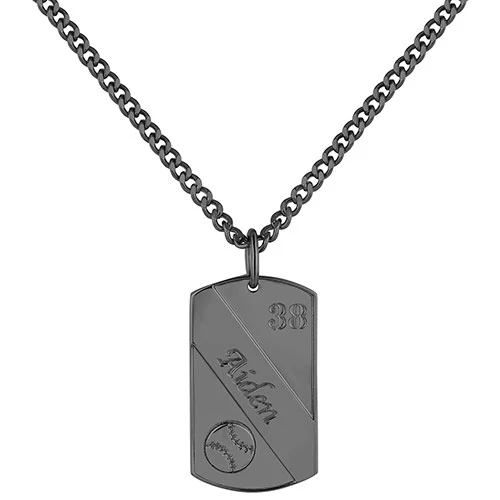 Engraved Banner Baseball Dog Tag 20 Necklace - Image 5