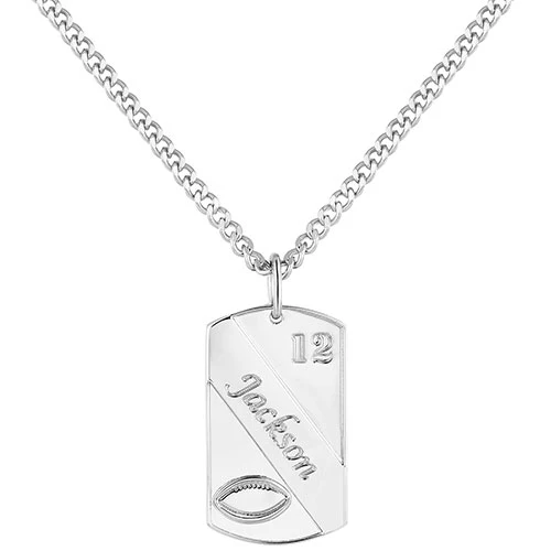 Engraved Banner Football Dog Tag 20 Necklace
