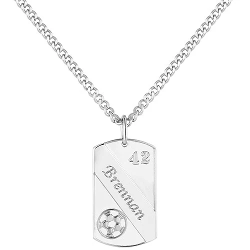 Engraved Banner Soccer Dog Tag 20 Necklace