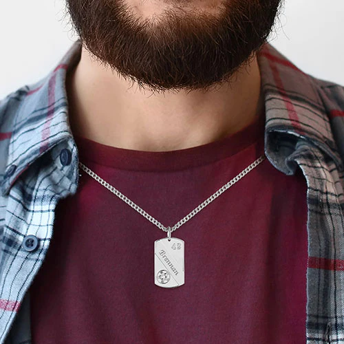 Engraved Banner Soccer Dog Tag 20 Necklace - Image 2