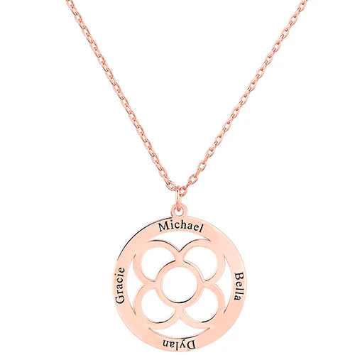 Engraved Circle with Flower Necklace - Image 6